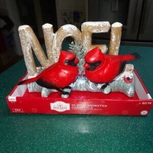 Holiday Time Christmas Animated Sing Move Cardinals Noel Branch Motion Activated